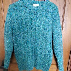 Women's Wool Blend Sweater Made in Britain Size 12 green blue teal  pink